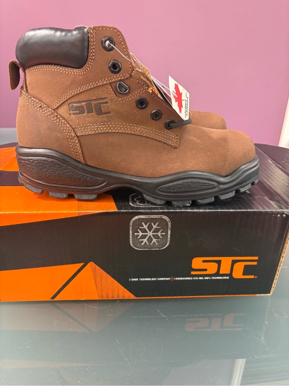 STC Men's Brown Safety Work Boots - Padded Ankle Support